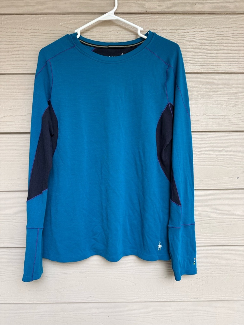 Smartwool Baselayer Top Shirt Merino Wool Blend Womens Long Sleeve Blue Sz L A32